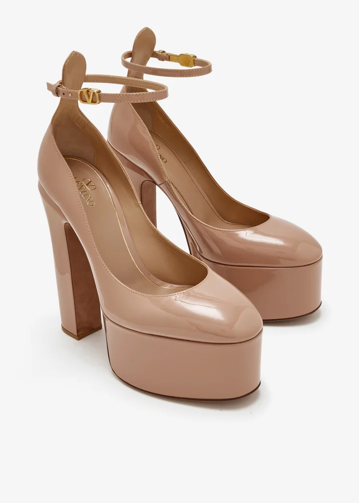 Valentino Garavani Tan-Go Platform Pump — Beige patent leather, 5cm platform