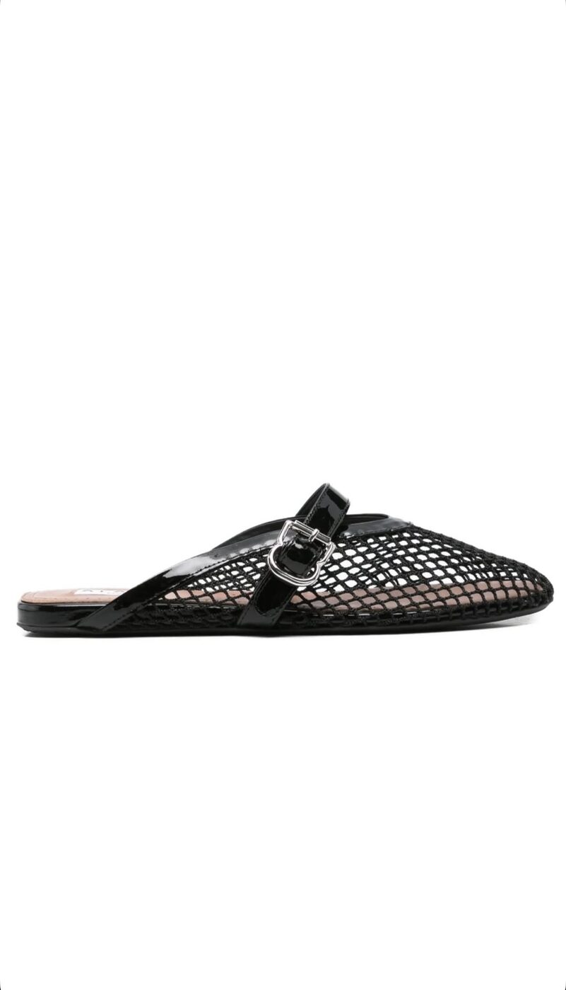 Black mesh flat with leather trim, one of the most requested references of the year