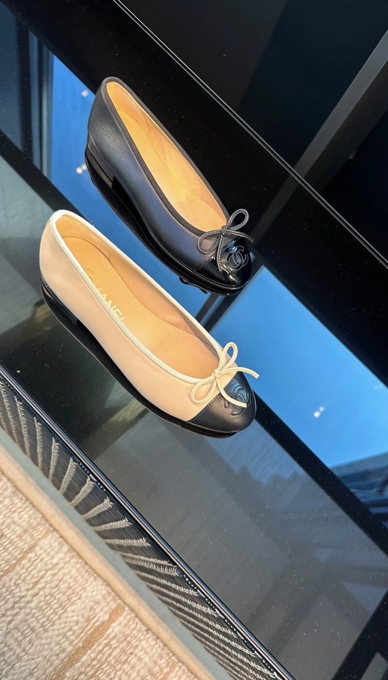 Chanel ballet flats in beige lambskin, a size 35 that sold within days